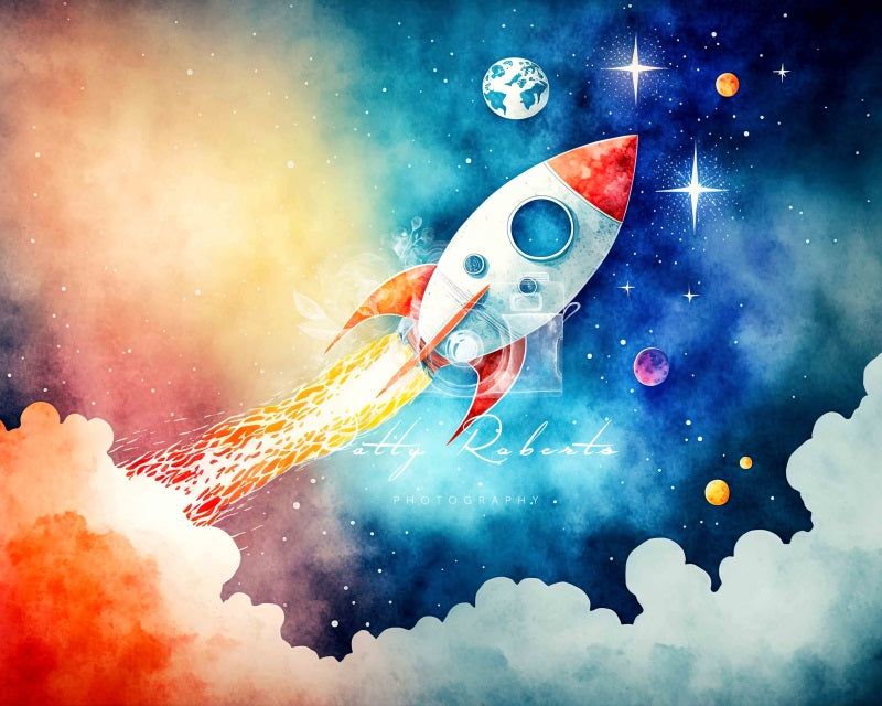 Kate Weltraummission Junge Hintergrund von Patty Roberts - Kate Backdrop.de