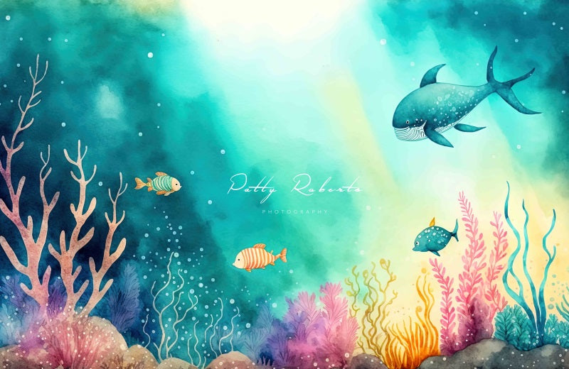Kate Unterwasser Cartoon Meer Hintergrund von Patty Roberts - Kate Backdrop.de