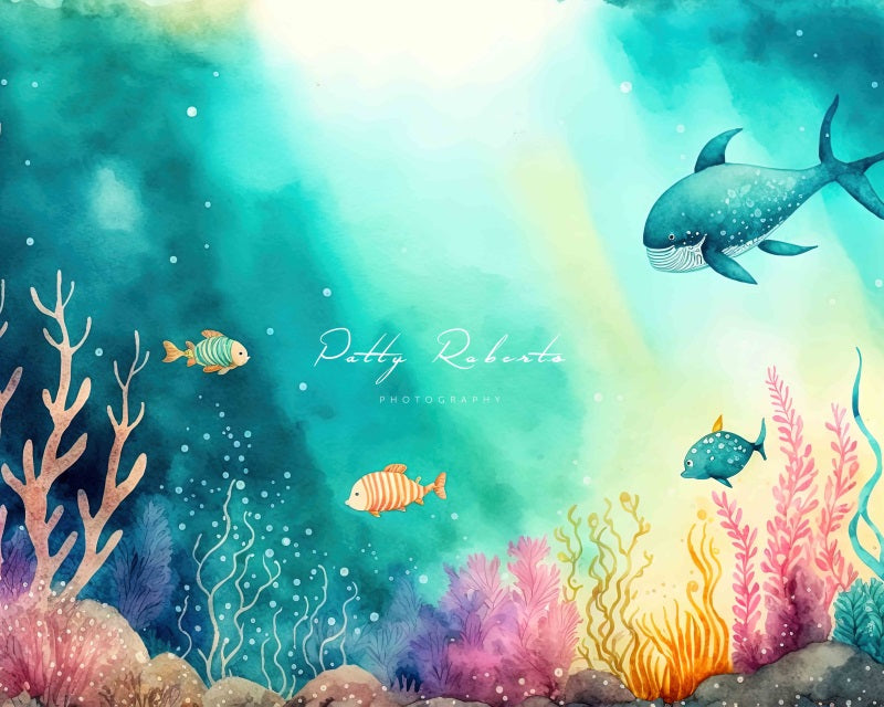 Kate Unterwasser Cartoon Meer Hintergrund von Patty Roberts - Kate Backdrop.de