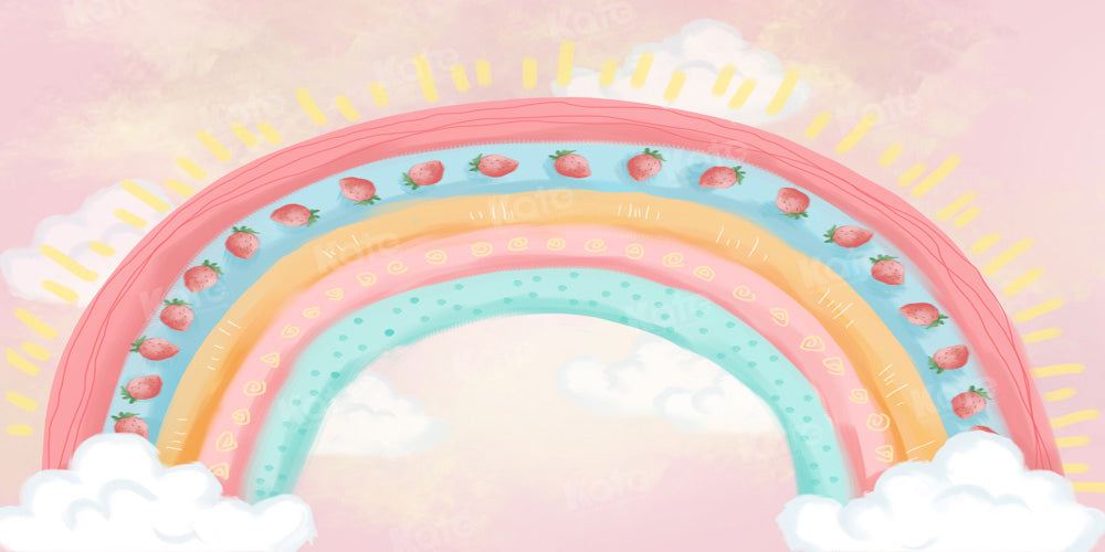Kate Erdbeere Regenbogen Cake Smash Hintergrund von Chain Photography