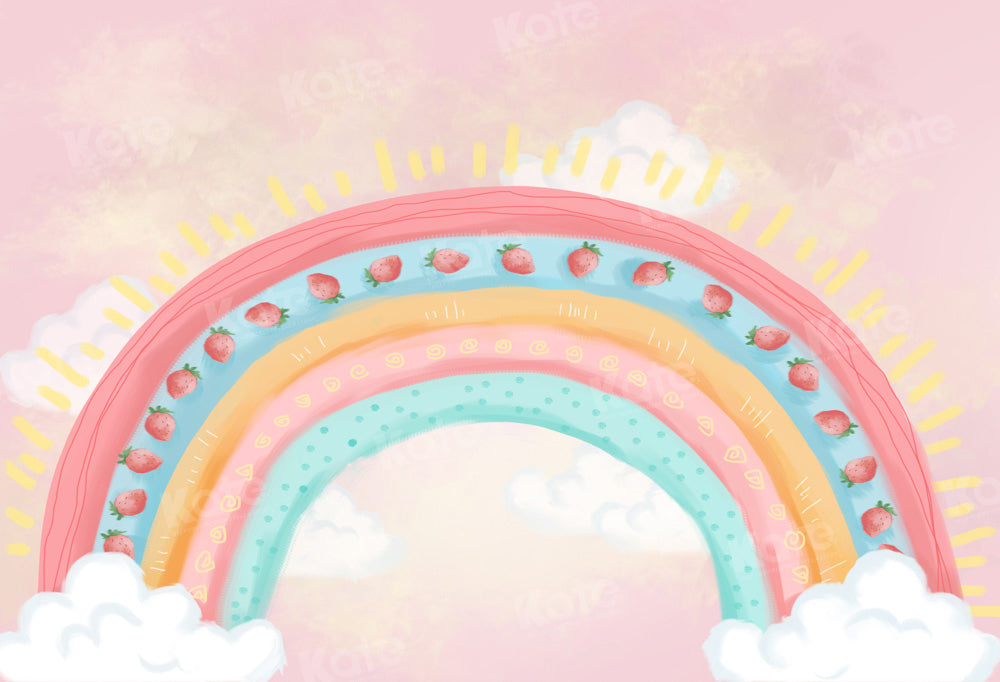 Kate Erdbeere Regenbogen Cake Smash Hintergrund von Chain Photography