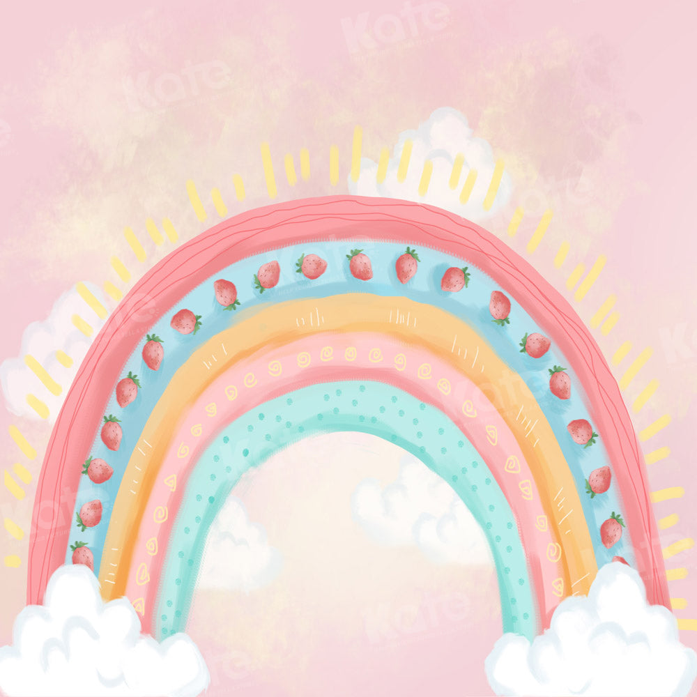 Kate Erdbeere Regenbogen Cake Smash Hintergrund von Chain Photography