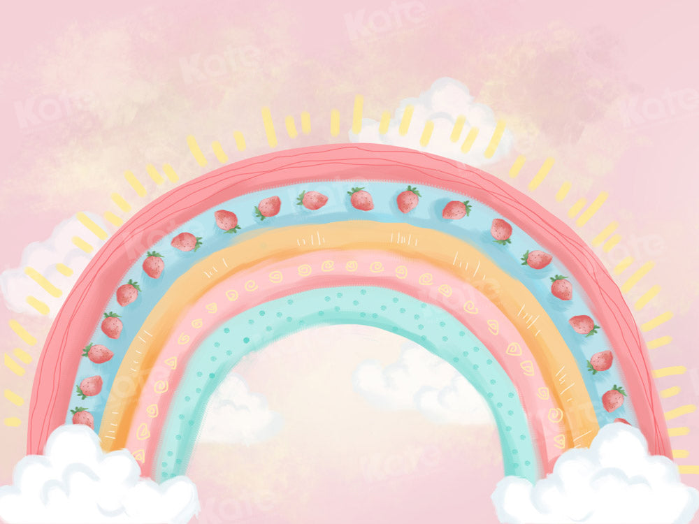 Kate Erdbeere Regenbogen Cake Smash Hintergrund von Chain Photography