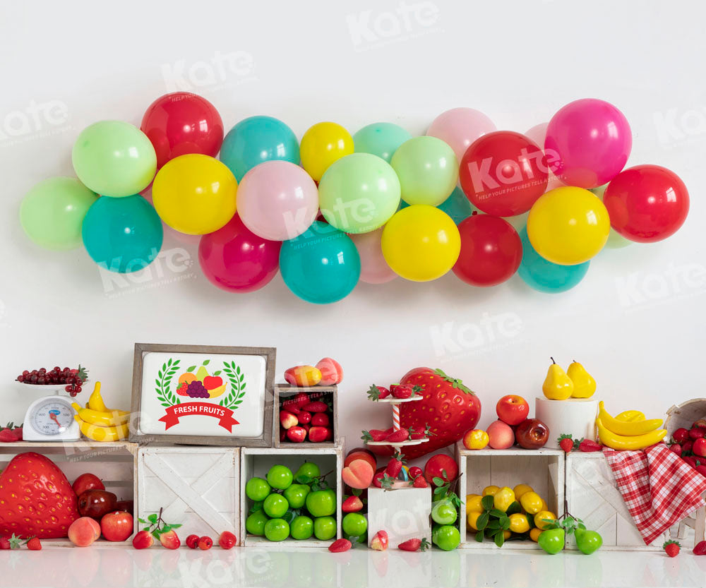 Kate Sommer Bunte Luftballons Obst Hintergrund von Emetselch - Kate Backdrop.de