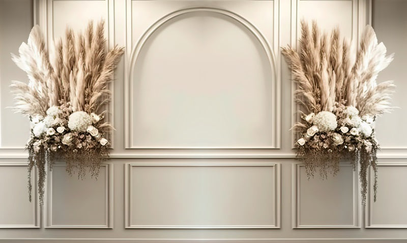 Kate Gemalte Creme Boho Wand getrocknete Blumen Hintergrund von Mini MakeBelieve - Kate Backdrop.de