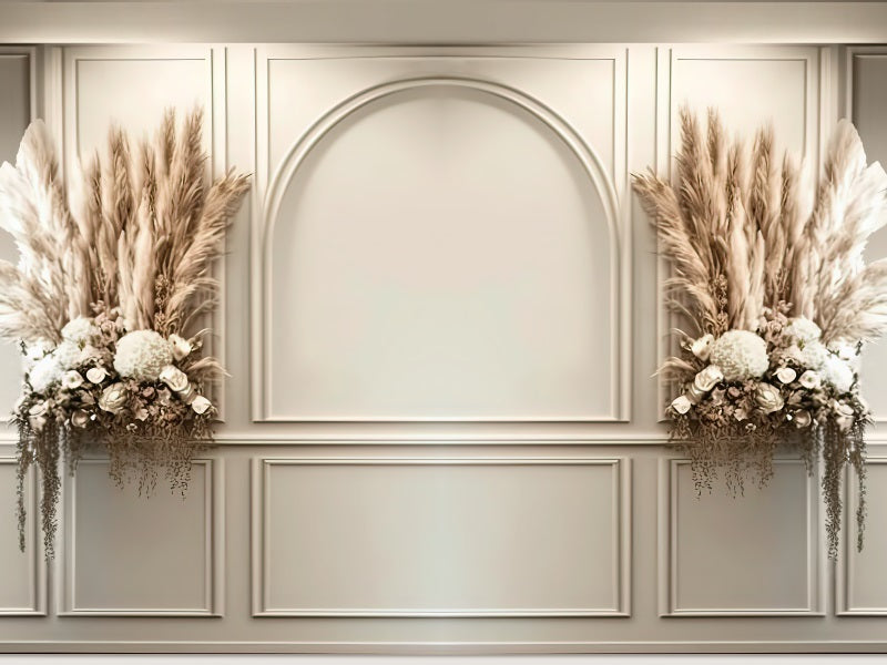 Kate Gemalte Creme Boho Wand getrocknete Blumen Hintergrund von Mini MakeBelieve - Kate Backdrop.de