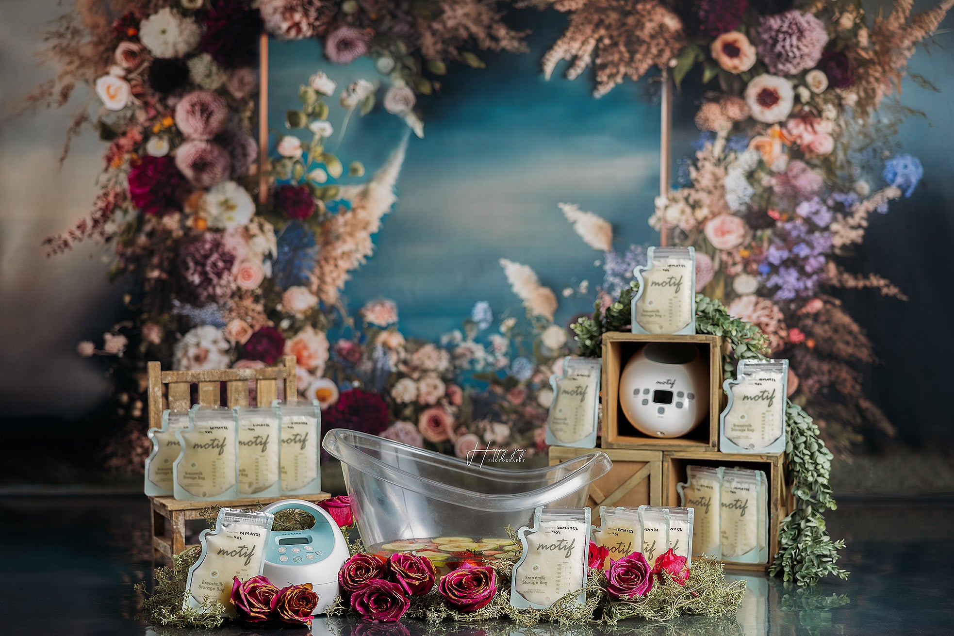 Kate Painterly Fine Art Frame Frühlingsblumen Hintergrund von Mini MakeBelieve - Kate Backdrop.de