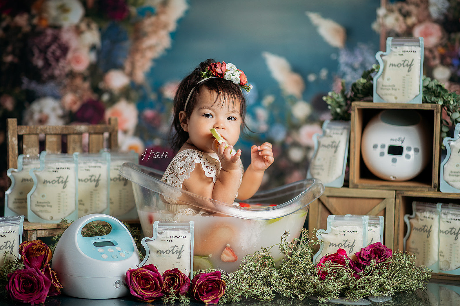 Kate Painterly Fine Art Frame Frühlingsblumen Hintergrund von Mini MakeBelieve - Kate Backdrop.de