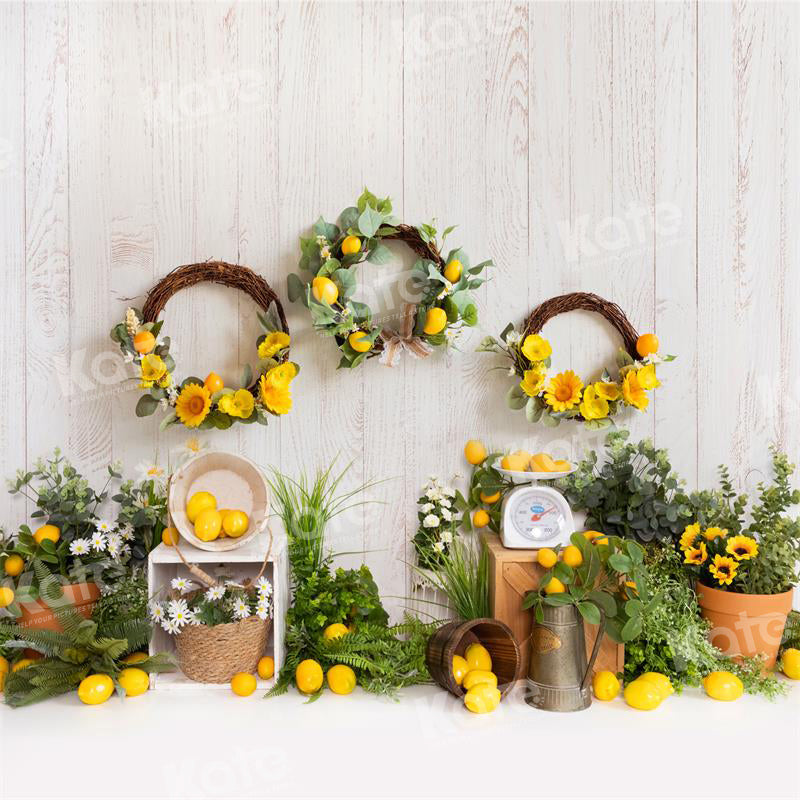 Kate Frühling/Sommer Zitronengirlande Hintergrund für Fotografie - Kate Backdrop.de