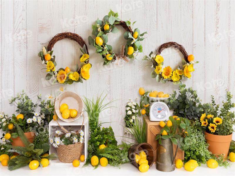 Kate Frühling/Sommer Zitronengirlande Hintergrund für Fotografie - Kate Backdrop.de