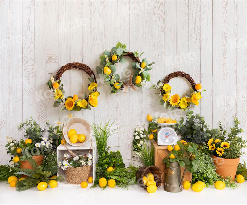 Kate Frühling/Sommer Zitronengirlande Hintergrund für Fotografie - Kate Backdrop.de