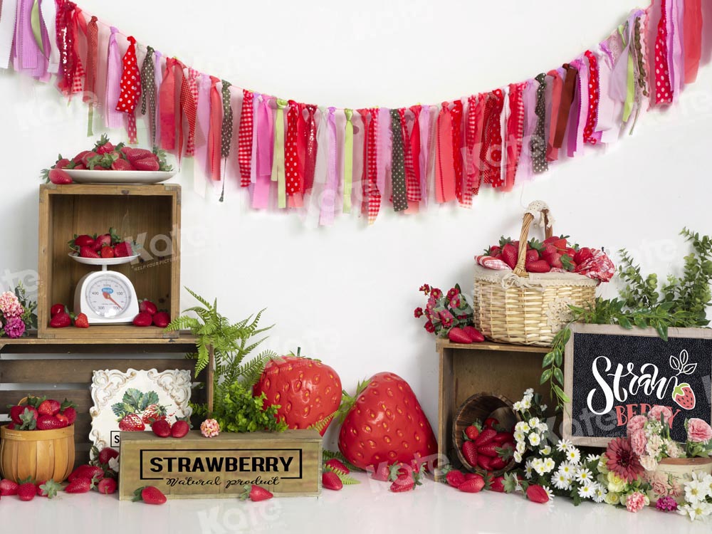 Kate Sommer Erdbeere Swag Cake Smash Hintergrund von Emetselch - Kate Backdrop.de