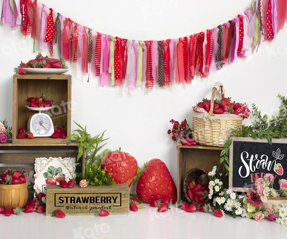 Kate Sommer Erdbeere Swag Cake Smash Hintergrund von Emetselch - Kate Backdrop.de