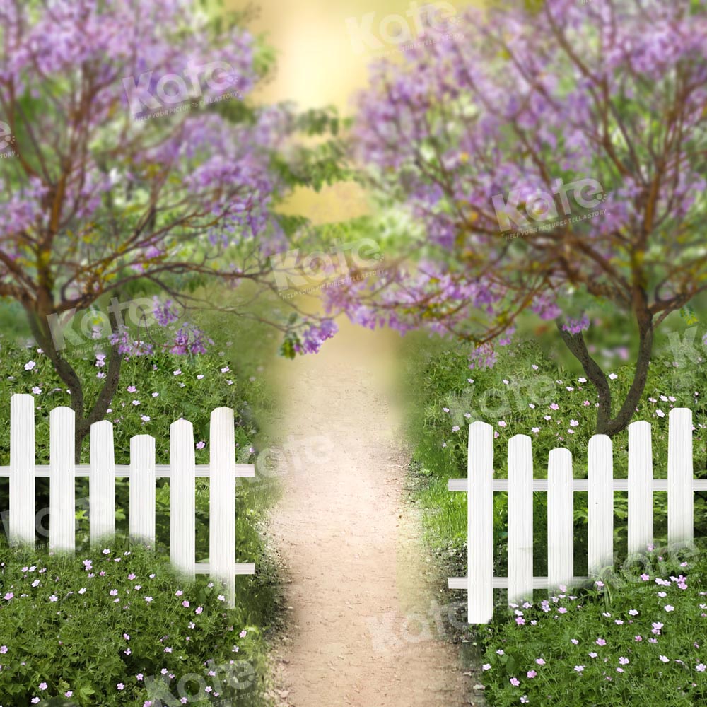 Kate Sommerfeld Zaun Baum Blume Hintergrund von Chain Photography - Kate Backdrop.de