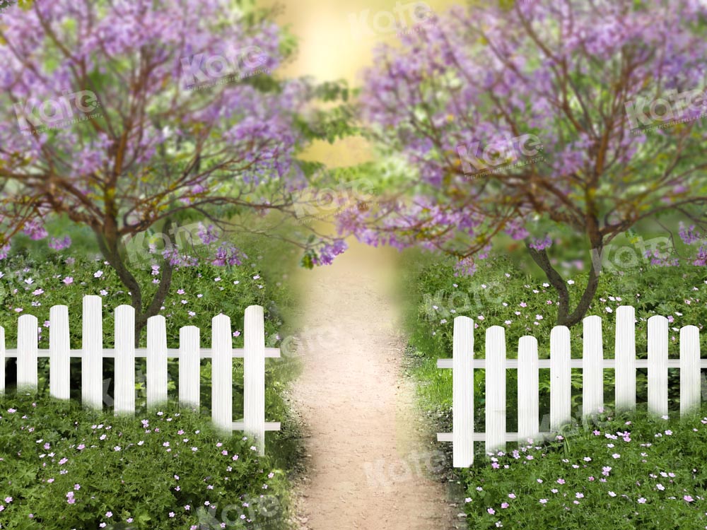 Kate Sommerfeld Zaun Baum Blume Hintergrund von Chain Photography - Kate Backdrop.de
