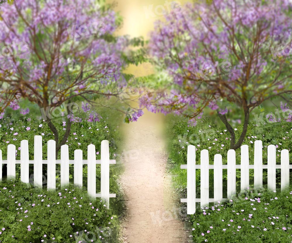 Kate Sommerfeld Zaun Baum Blume Hintergrund von Chain Photography - Kate Backdrop.de