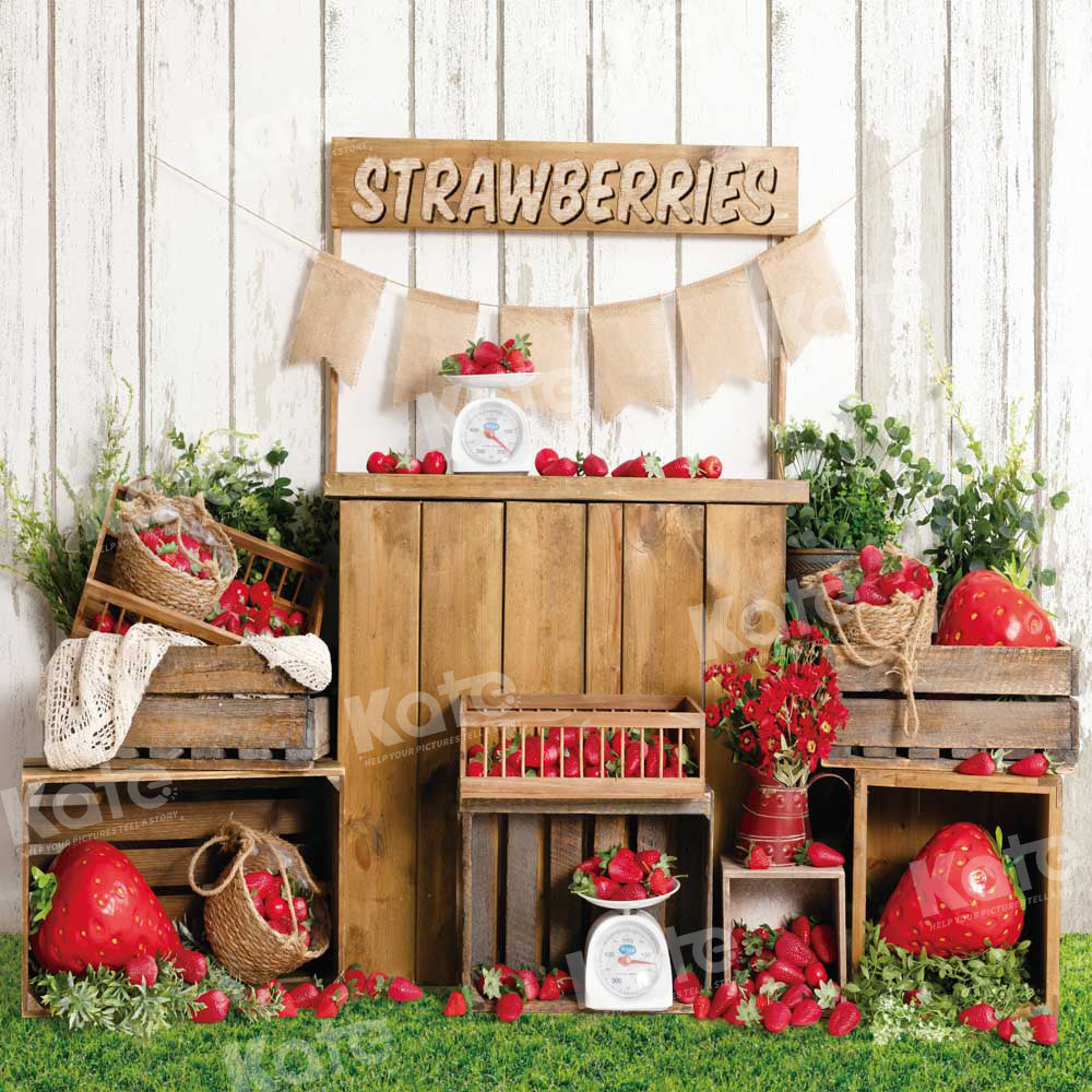 Kate Frühling/Sommer Erdbeer-Fruchtmarkt Hintergrund von Emetselch - Kate Backdrop.de