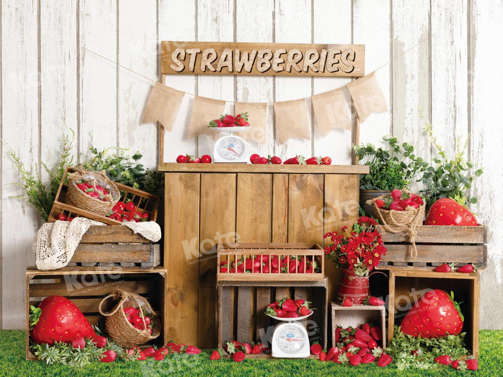 Kate Frühling/Sommer Erdbeer-Fruchtmarkt Hintergrund von Emetselch - Kate Backdrop.de