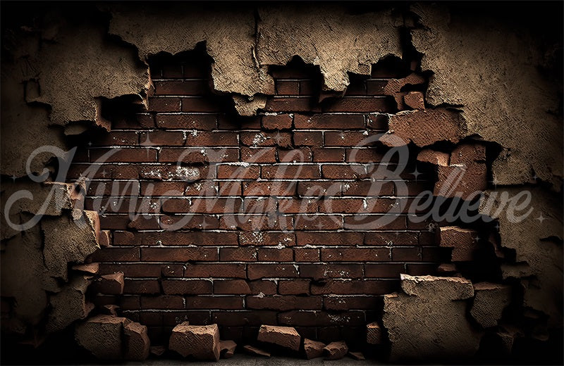 Kate Comic Superhero Geburtstag Smash gerissenen braunen Backstein Wand Hintergrund von Mini MakeBelieve - Kate Backdrop.de