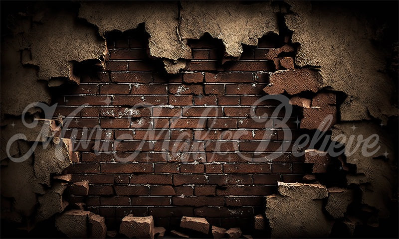 Kate Comic Superhero Geburtstag Smash gerissenen braunen Backstein Wand Hintergrund von Mini MakeBelieve - Kate Backdrop.de