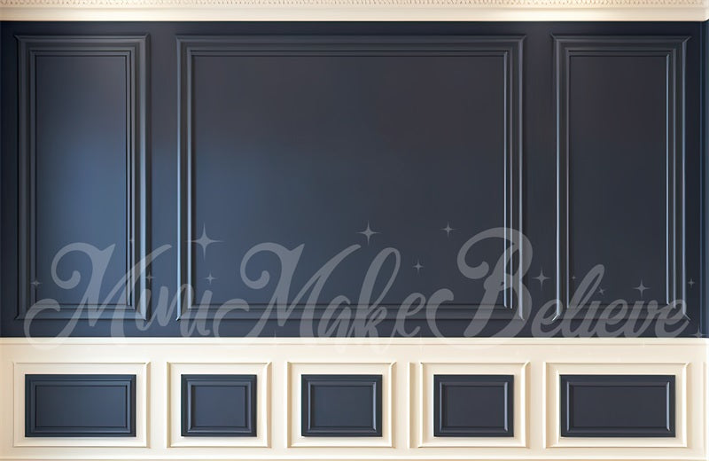Kate Malerische Navy Creme Innenwand mit Trim Hintergrund von Mini MakeBelieve - Kate Backdrop.de
