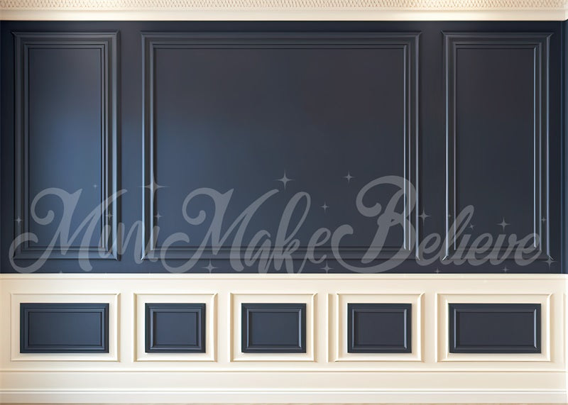 Kate Malerische Navy Creme Innenwand mit Trim Hintergrund von Mini MakeBelieve - Kate Backdrop.de