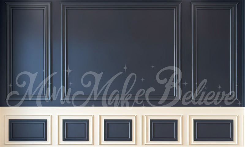 Kate Malerische Navy Creme Innenwand mit Trim Hintergrund von Mini MakeBelieve - Kate Backdrop.de