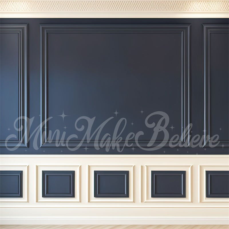 Kate Malerische Navy Creme Innenwand mit Trim Hintergrund von Mini MakeBelieve - Kate Backdrop.de