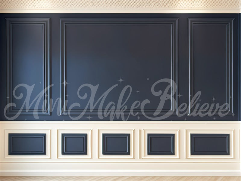 Kate Malerische Navy Creme Innenwand mit Trim Hintergrund von Mini MakeBelieve - Kate Backdrop.de