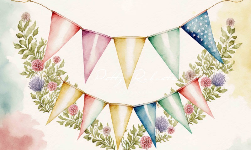 Kate Ostern Blumengirlande Hintergrund von Patty Roberts - Kate Backdrop.de