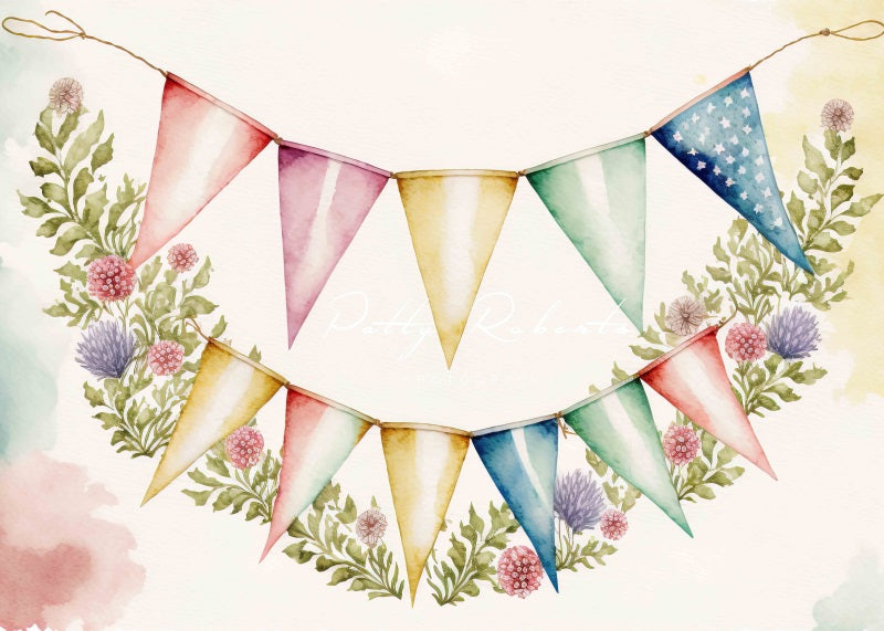 Kate Ostern Blumengirlande Hintergrund von Patty Roberts - Kate Backdrop.de