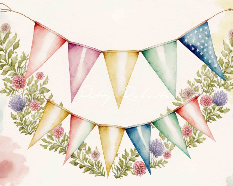 Kate Ostern Blumengirlande Hintergrund von Patty Roberts - Kate Backdrop.de