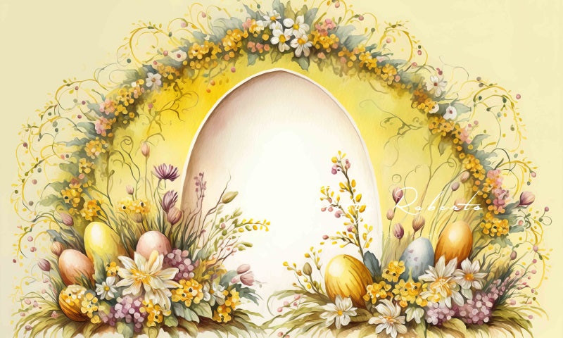 Kate Ölgemaltes Gelb Ostern Bogen Hintergrund von Patty Roberts - Kate Backdrop.de
