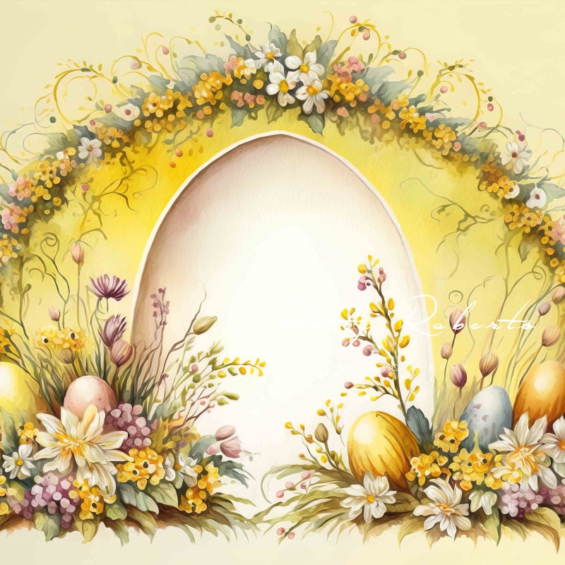 Kate Ölgemaltes Gelb Ostern Bogen Hintergrund von Patty Roberts - Kate Backdrop.de