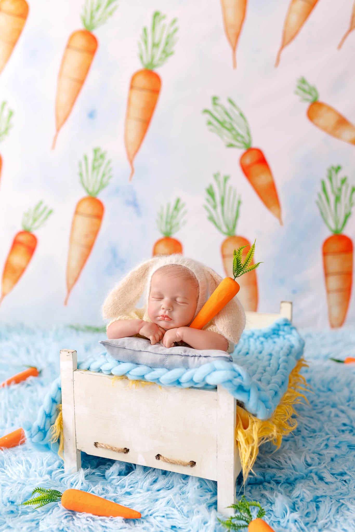 Kate Ostern Regen von Karotten Hintergrund von Patty Roberts - Kate Backdrop.de