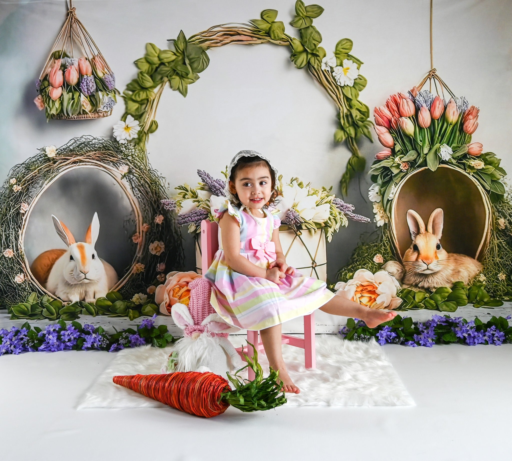 Kate Malerischer Osterhase Korb Passendes Set Hintergrund von Mini MakeBelieve - Kate Backdrop.de