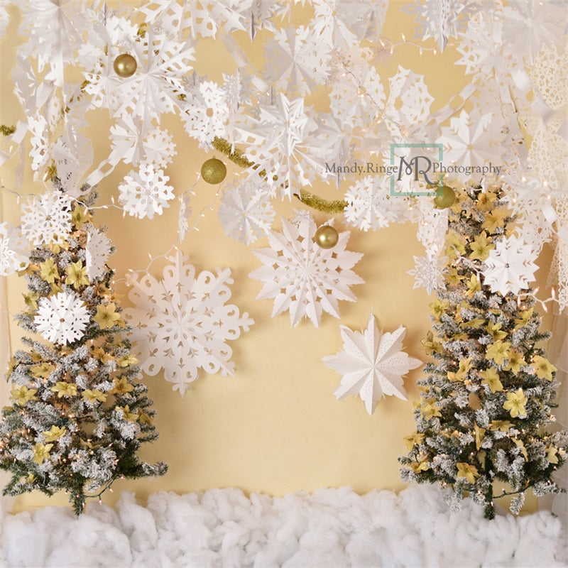 Kate Gold und Weiß Papier Schneeflocke Weihnachten Hintergrund von Mandy Ringe Photography - Kate Backdrop.de