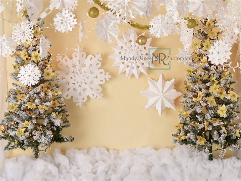 Kate Gold und Weiß Papier Schneeflocke Weihnachten Hintergrund von Mandy Ringe Photography - Kate Backdrop.de