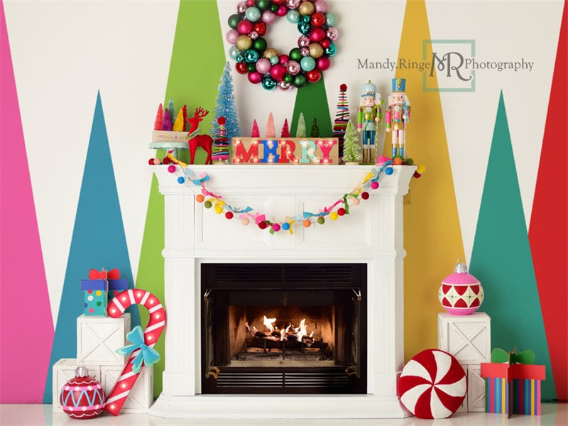 Kate Fröhliche und helle Weihnachten Kamin Hintergrund von Mandy Ringe Photography - Kate Backdrop.de