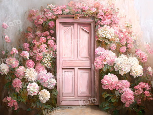 Kate Frühling Fantasie Rosa Blume Wand Retro Tür Hintergrund von Chain Photography - Kate Backdrop.de