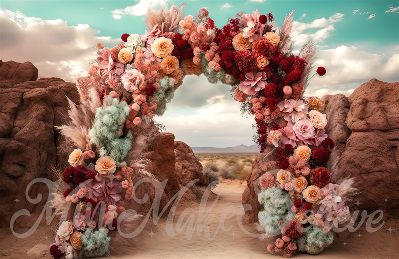 Kate Painterly Fine Art Floral Wüste Berg Bogen Hintergrund von Mini MakeBelieve - Kate Backdrop.de