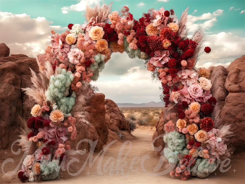 Kate Painterly Fine Art Floral Wüste Berg Bogen Hintergrund von Mini MakeBelieve - Kate Backdrop.de