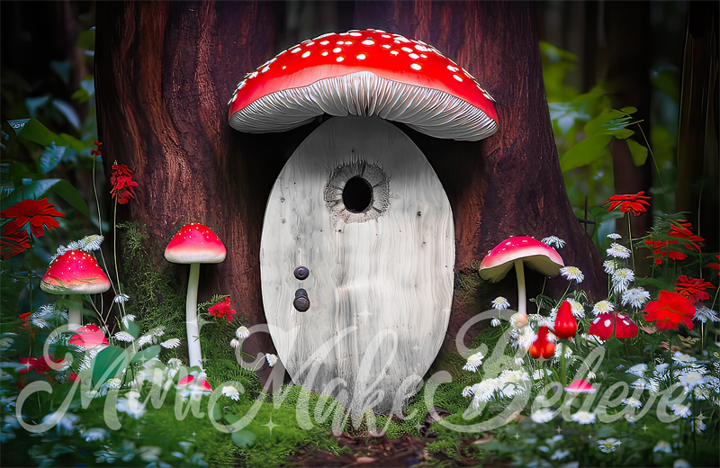 Kate Painterly Pilz Tür Elf Fee in Wald Hintergrund von Mini MakeBelieve
