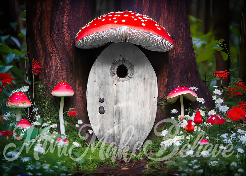 Kate Painterly Pilz Tür Elf Fee in Wald Hintergrund von Mini MakeBelieve