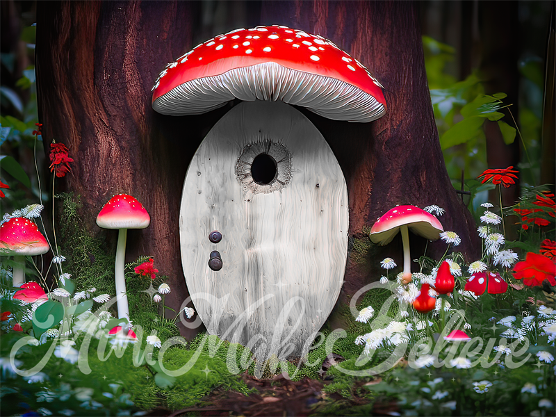 Kate Painterly Pilz Tür Elf Fee in Wald Hintergrund von Mini MakeBelieve