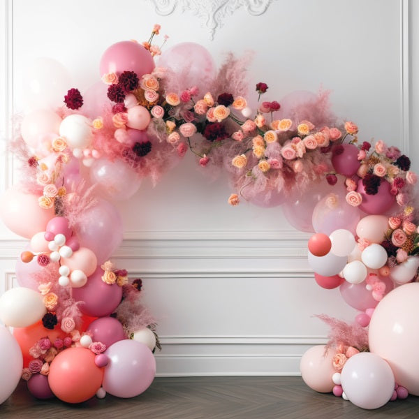 Kate Painterly Baby Frühling Blumen Ballon Bogen Innenraum Geburtstag Kuchen Smash Hintergrund von Mini MakeBelieve - Kate Backdrop.de
