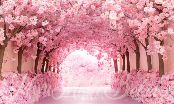 Kate Painterly Fine Art Cherry Blossom Tunnel Cake Smash Geburtstag Hintergrund von Mini MakeBelieve - Kate Backdrop.de