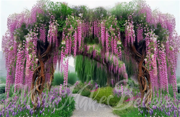 Kate Painterly Fine Art Wisteria Willow Enchanted Tree Bogen Hintergrund von Mini MakeBelieve - Kate Backdrop.de