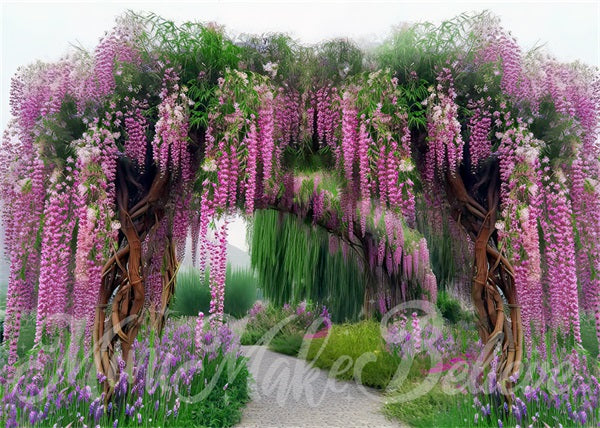 Kate Painterly Fine Art Wisteria Willow Enchanted Tree Bogen Hintergrund von Mini MakeBelieve - Kate Backdrop.de