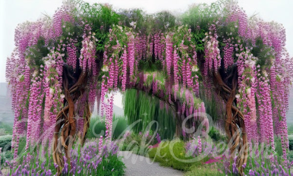 Kate Painterly Fine Art Wisteria Willow Enchanted Tree Bogen Hintergrund von Mini MakeBelieve - Kate Backdrop.de